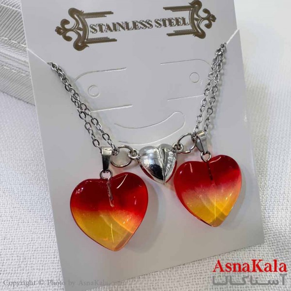 گردنبند ست دونفره  قلب نارنجی کد GNB16930W