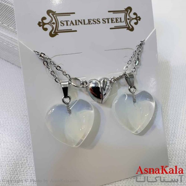 گردنبند ست دونفره  قلب شفاف کد GNB16931W
