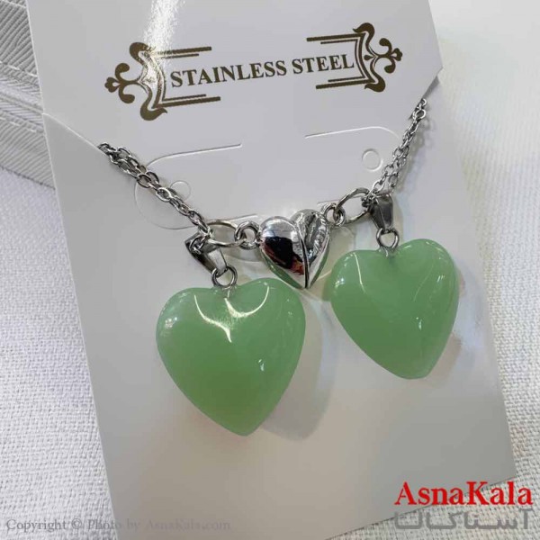 گردنبند ست دونفره  قلب سبز کد GNB16932W
