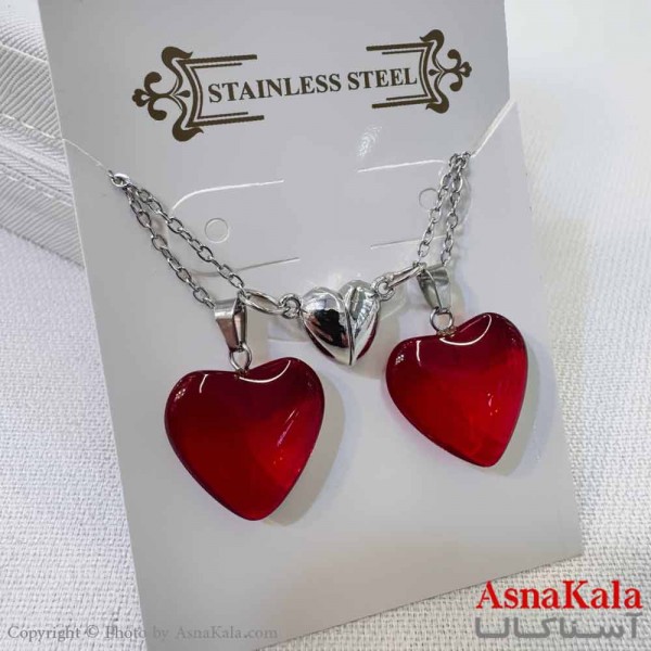 گردنبند ست دونفره  قلب قرمز کد GNB16933W