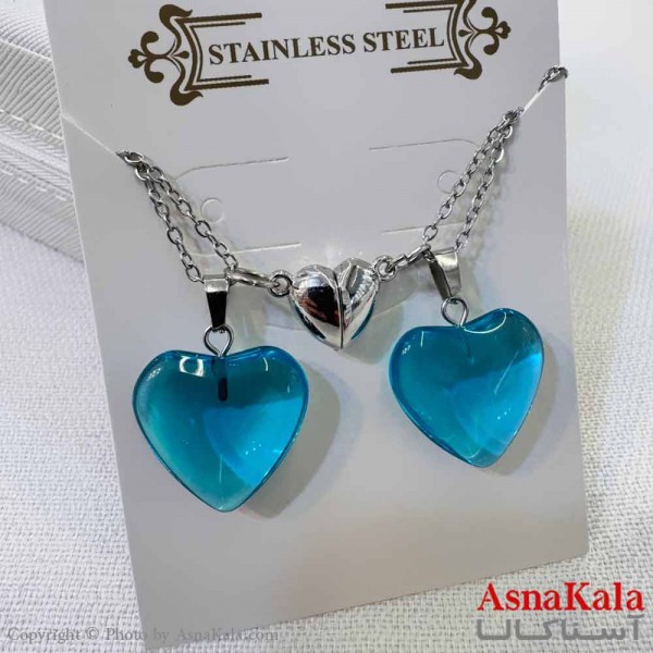 گردنبند ست دونفره  قلب آبی کد GNB16934W