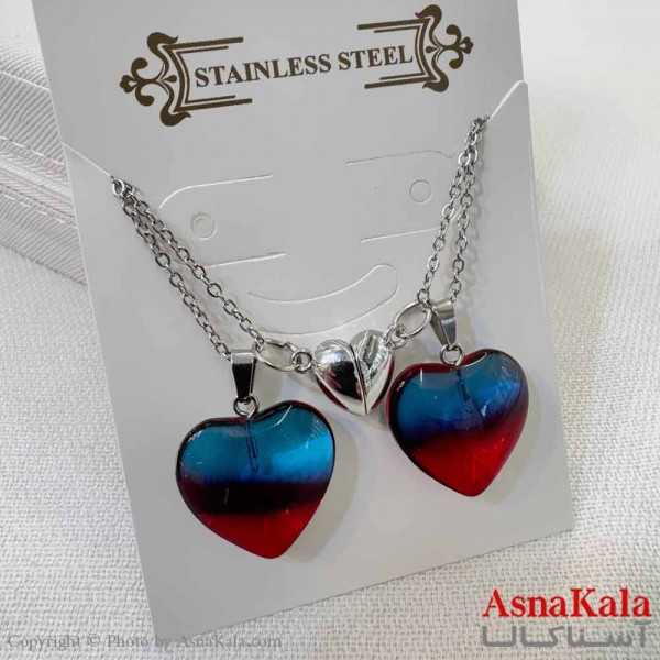 گردنبند ست دونفره  قلب آبرنگی کد GNB16935W