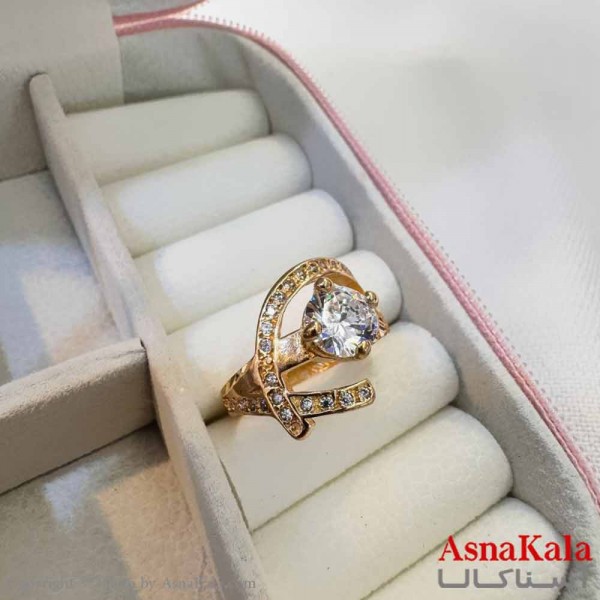 انگشتر زنانه طلاروس مدل طرحدار نگین ANG19679W