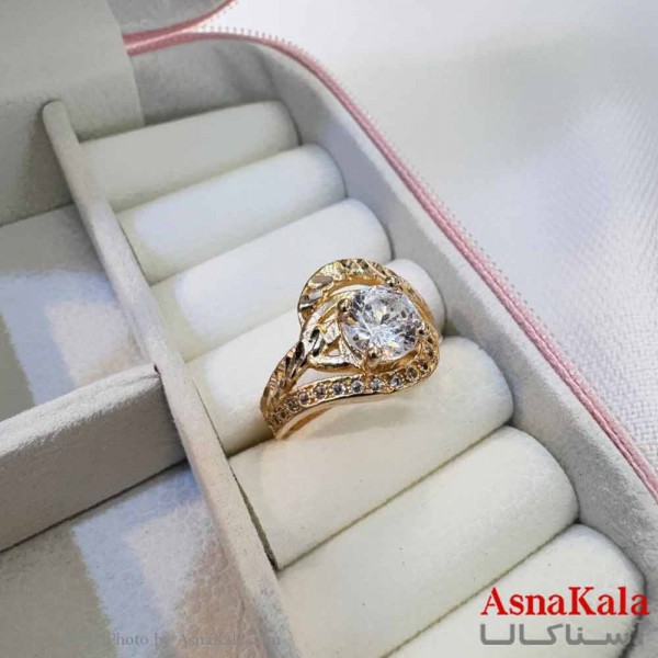 انگشتر زنانه طلاروس مدل طرحدار  نگین ANG19681W