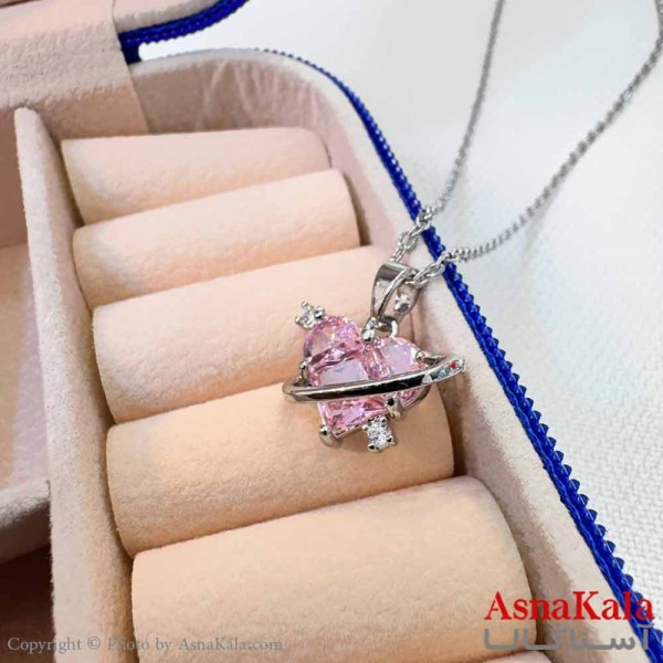 گردنبند مینیمال دخترانه استیل316 مدل  قلب زحل کد GNB16936W