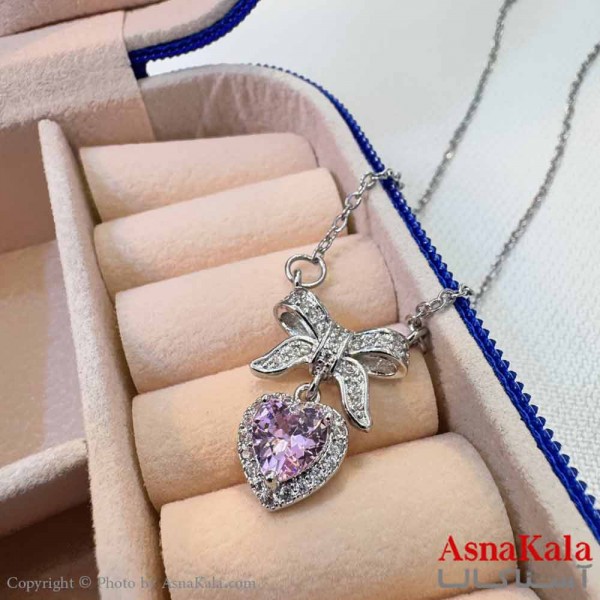 گردنبند مینیمال دخترانه استیل316 مدل  قلب پاپیونی کد GNB16937W