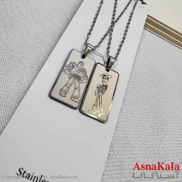 گردنبند ست دونفره  نقره ای وودی و باز کد GNB16940W