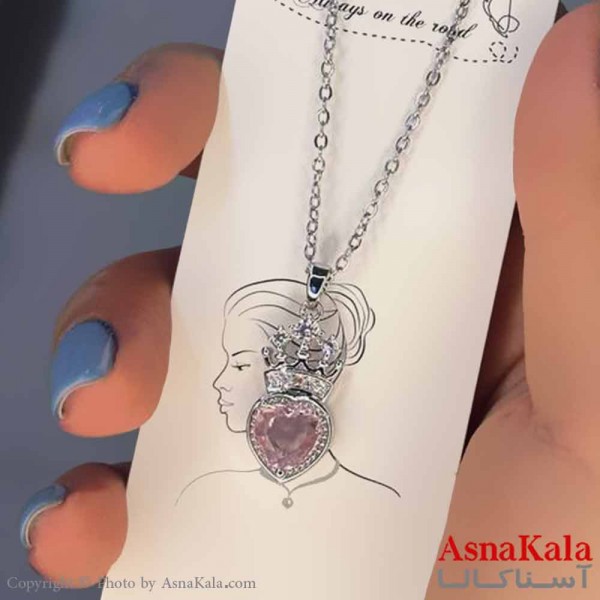 گردنبند دخترانه استیل316 مدل  تاج قلبی کد GNB16954W