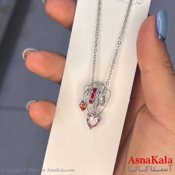 گردنبند دخترانه استیل316 مدل  چهارتایی نگینی کد GNB16955W