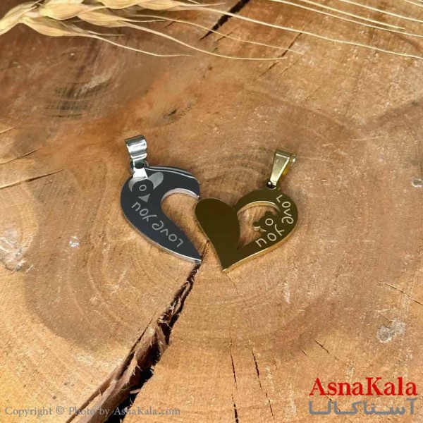 گردنبند ست دونفره  دوتیکه مدل عشق کد GNB16962W