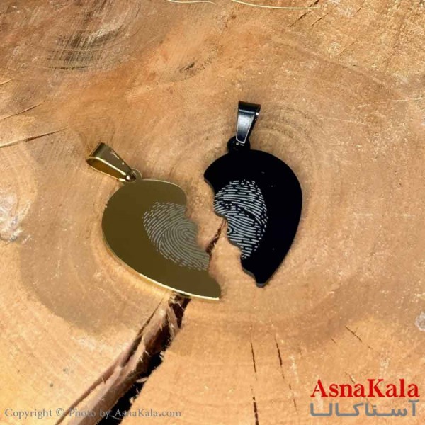 گردنبند ست دونفره  دوتیکه مدل اثر انگشت کد GNB16964W