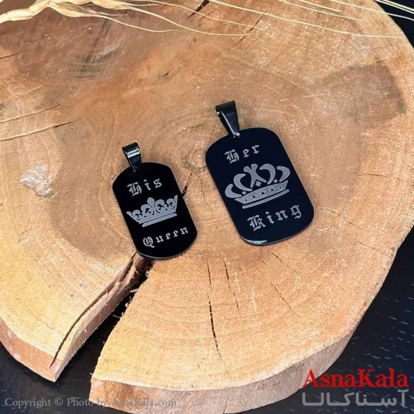 گردنبند ست دونفره  دوتیکه مدل شاه و ملکه کد GNB16967W