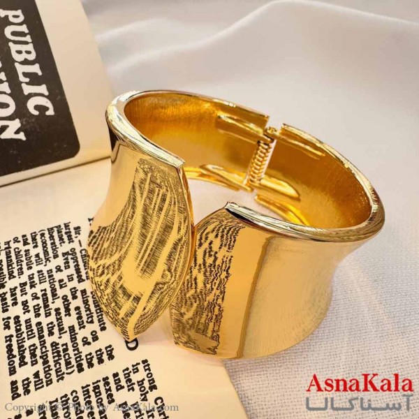 بنگل اسپرت دخترانه استیل 316 مدل طلایی پهن کد DSB18642W