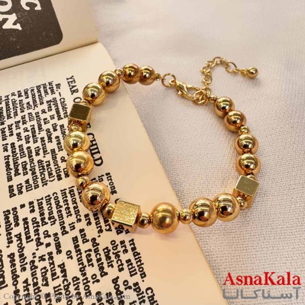 دستبند دخترانه مینیمال مدل مروارید طلایی کد DSB18647W