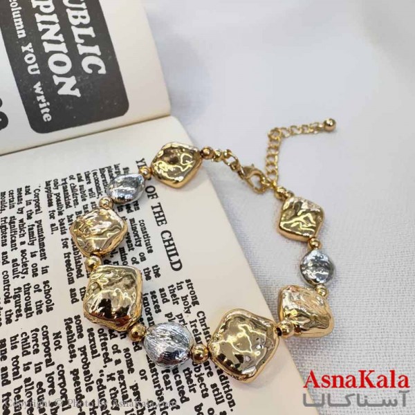 دستبند دخترانه مینیمال مدل سنگ طلایی کد DSB18650W