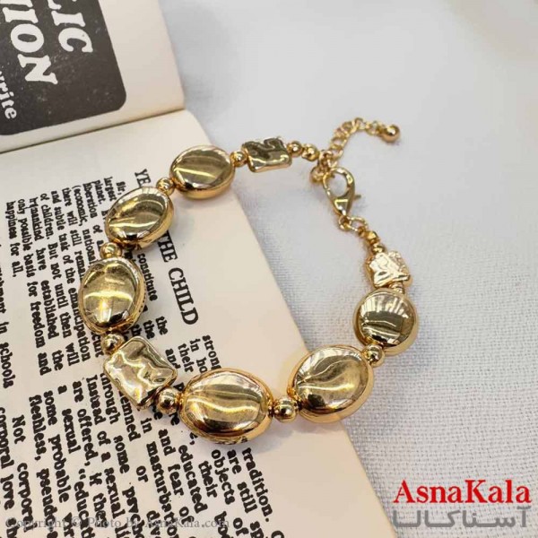 دستبند دخترانه مینیمال مدل بیضی طلایی کد DSB18651W
