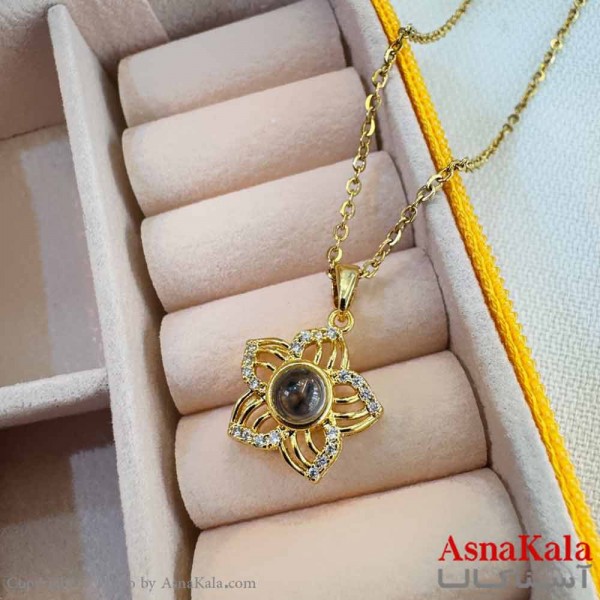 گردنبند تلسکوپی دوستت دارم به صد زبان دنیا طرح گل کد GNB16986W