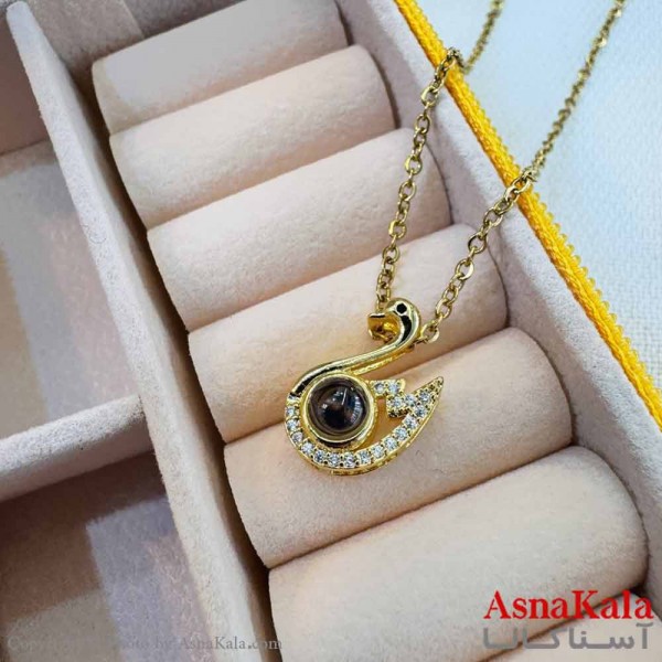 گردنبند تلسکوپی دوستت دارم به صد زبان دنیا طرح قو کد GNB16992W