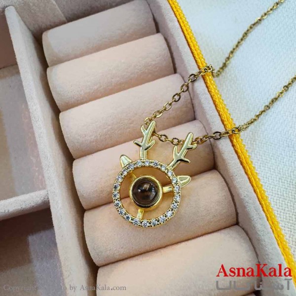 گردنبند تلسکوپی دوستت دارم به صد زبان دنیا طرح گوزن کد GNB16996W