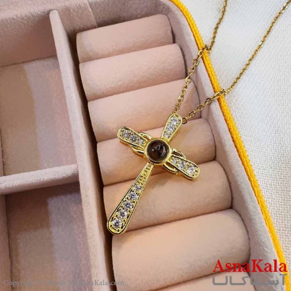 گردنبند تلسکوپی دوستت دارم به صد زبان دنیا طرح شاپرک GNB161004W