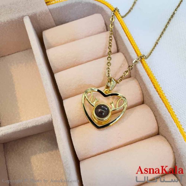 گردنبند تلسکوپی دوستت دارم به صد زبان دنیا طرح قلب GNB161009W