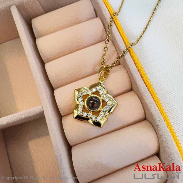 گردنبند تلسکوپی دوستت دارم به صد زبان دنیا طرح گل GNB161010W