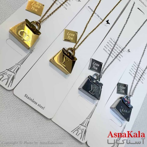 گردنبند دخترانه استیل316 مدل  کیف عشق کد GNB161012W