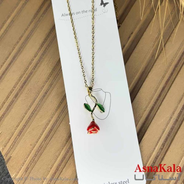 گردنبند دخترانه استیل316 مدل  گل رز کد GNB161015W