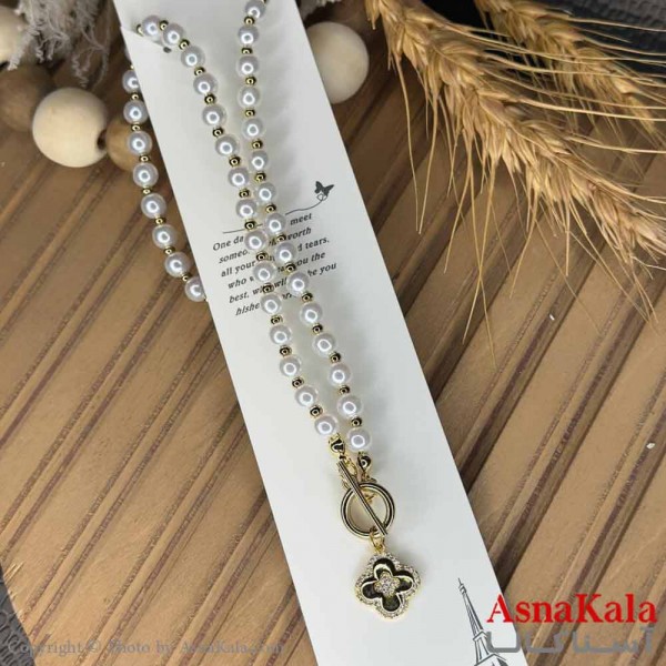 گردنبند دخترانه استیل316 مدل  مروارید گل کد GNB161022W