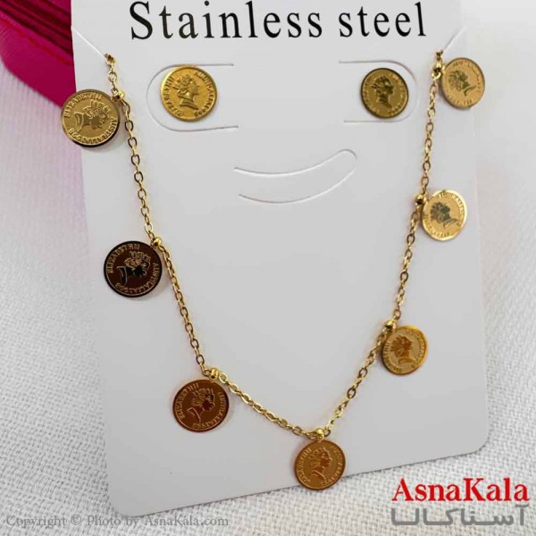 نیم ست زنانه شامل گردنبند و گوشواره  استیل مدل  الیزابت کد NIM14592W