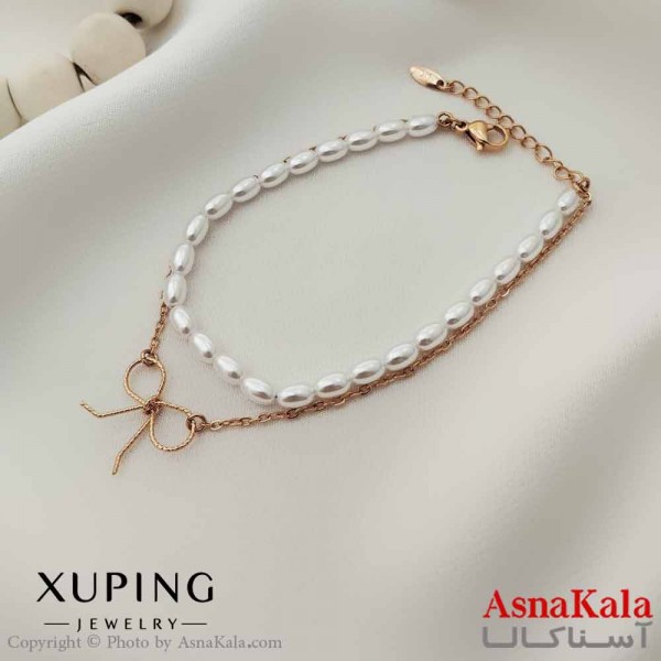 دستبند زنانه ترند برند ژوپینگ Xuping مدل دو لاین پاپیون کد DSB18657W