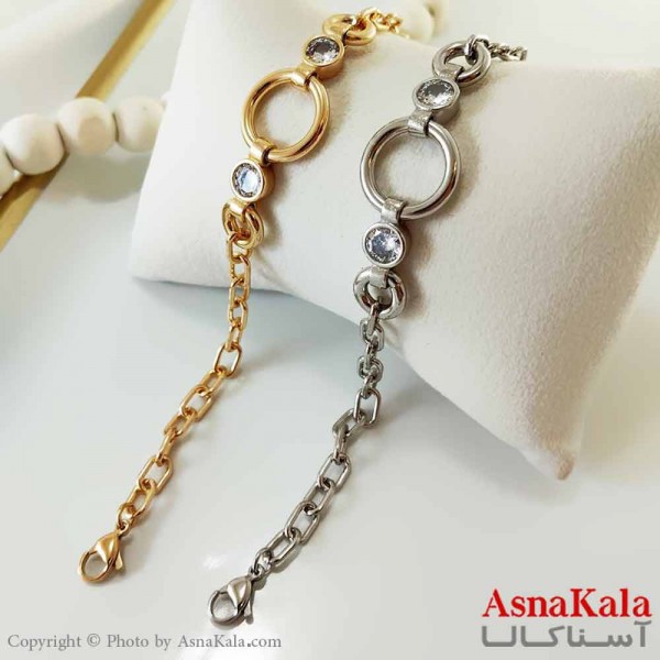 دستبند زنانه ترند برند ژوپینگ Xuping مدل حلقه نگینی کد DSB18659W