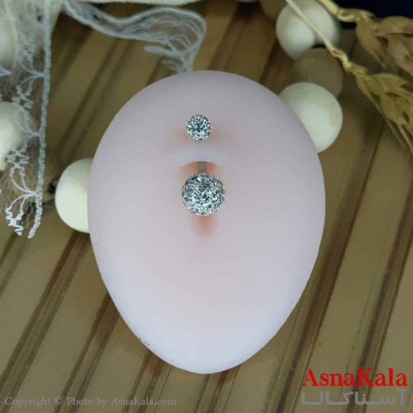 پیرسینگ استیل زنانه ناف مدل تک نگین کد PR2302W
