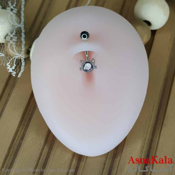 پیرسینگ استیل زنانه ناف مدل گربه کیوت کد PR2304W