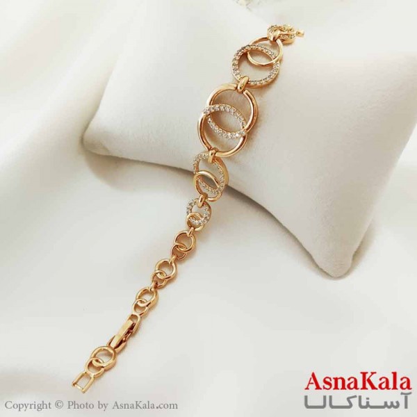 دستبند زنانه ترند برند ژوپینگ Xuping مدل حلقه ای طلایی کد DSB18665W