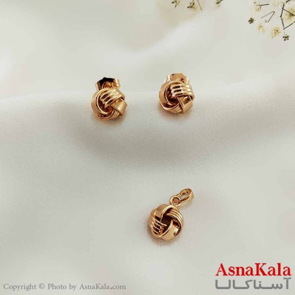 نیم ست زنانه ژوپینگ مدل گره ای شامل گوشواره و آویز کد NIM14630W