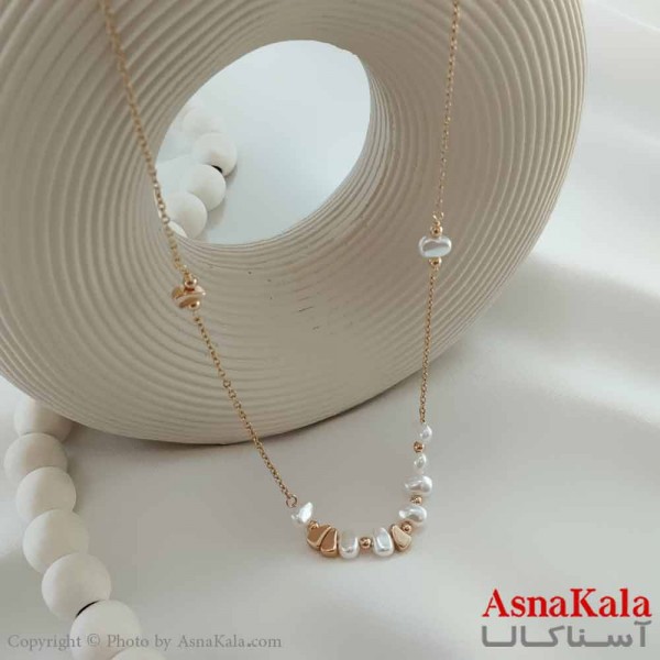 گردنبند ژوپینگ مینیمال دخترانه مدل مروارید ظریف کد GNB161039W