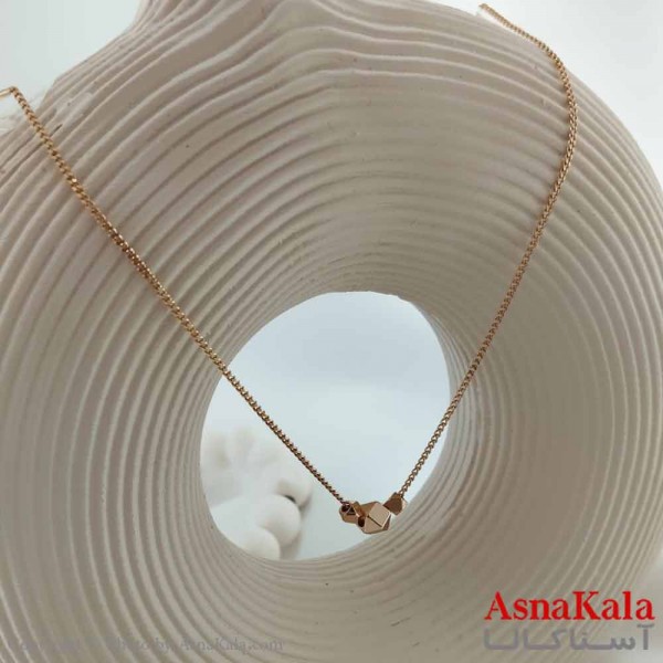گردنبند ژوپینگ مینیمال دخترانه مدل مکعب طلایی کد GNB161042W