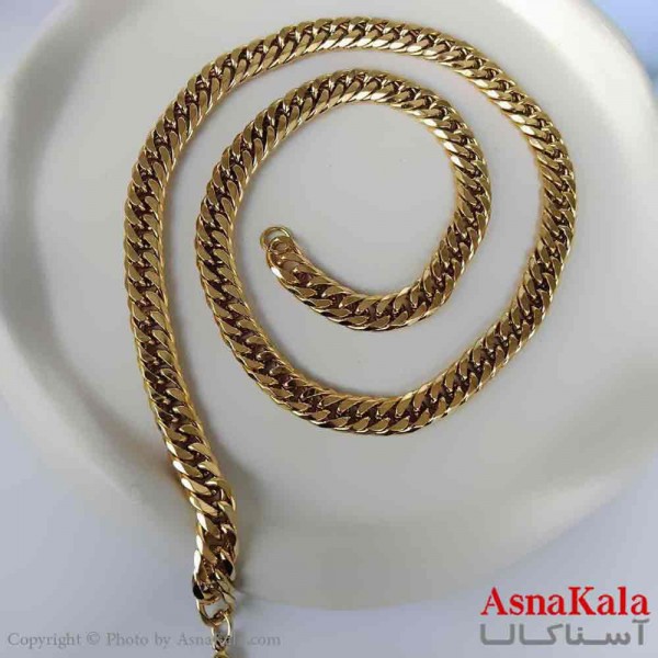 گردنبند مردانه و پسرانه استیل مدل کارتیر دوبل طلایی 9میل کد GNB161046W