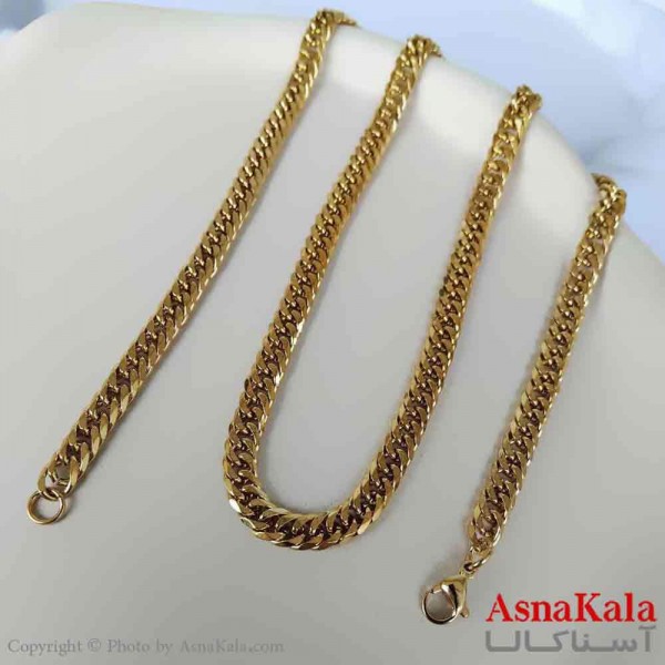 گردنبند مردانه و پسرانه استیل مدل کارتیر دوبل طلایی 6میل کد GNB161047W