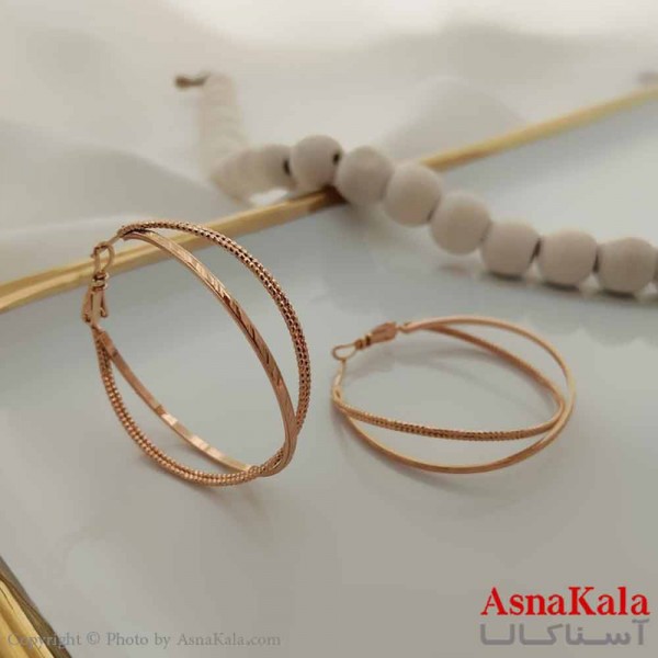 گوشواره حلقه ای زنانه مدل دو حلقه ژوپینگ کد GSH15691W