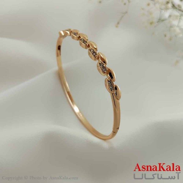 بنگل مینیمال دخترانه ژوپینگ مدل برگ نگینی کد DSB18709W