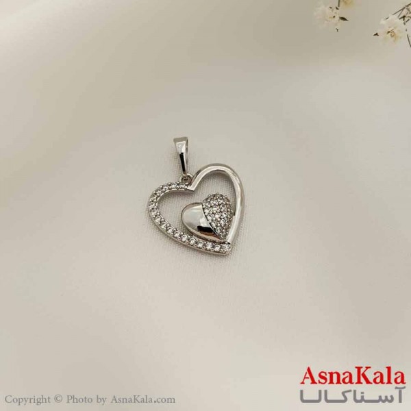 آویز دخترانه ژوپینگ مدل قلب نقره ای کد GNB161054W