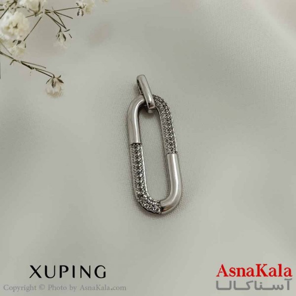 آویز دخترانه ژوپینگ مدل مستطیل نقره ای کد GNB161069W