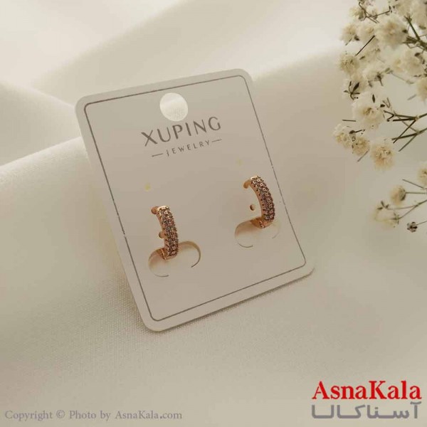 گوشواره حلقه ای زنانه مدل دایره نگینی ژوپینگ کد GSH15699W