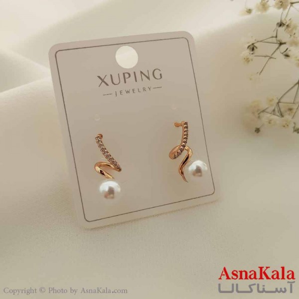 گوشواره حلقه ای زنانه مدل مروارید هلالی ژوپینگ کد GSH15701W