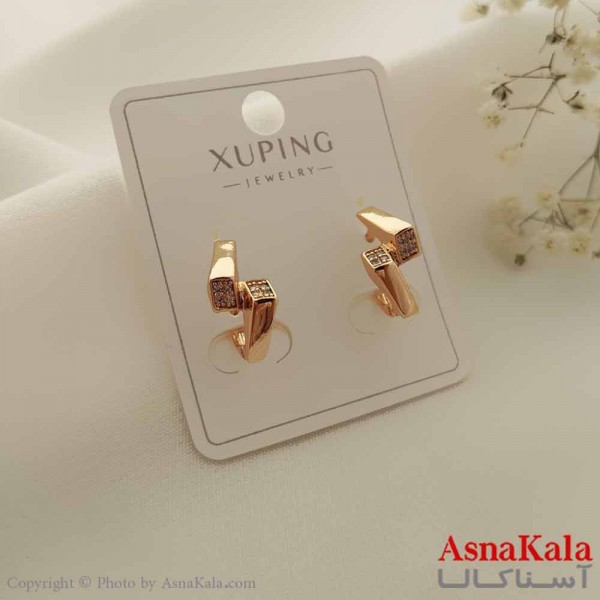 گوشواره حلقه ای زنانه مدل مکعبی ژوپینگ کد GSH15703W