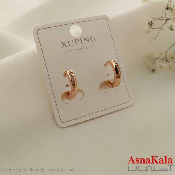 گوشواره حلقه ای زنانه مدل گرد نگینی ژوپینگ کد GSH15704W