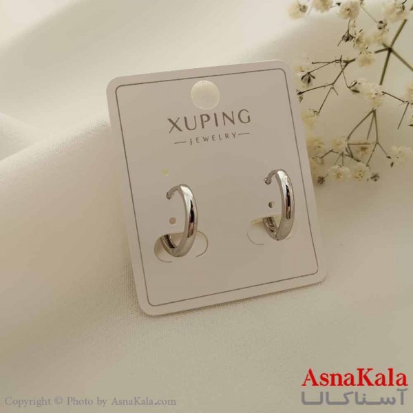 گوشواره حلقه ای زنانه مدل گرد نقره ای ژوپینگ کد GSH15705W