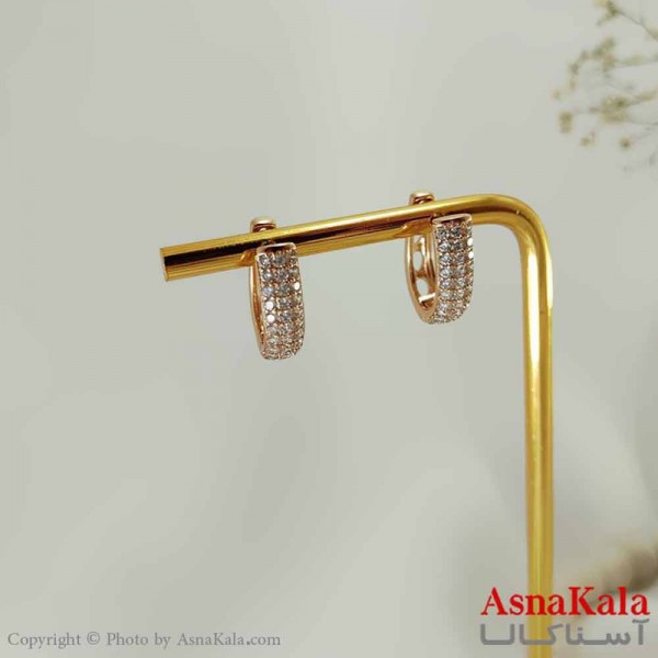گوشواره حلقه ای زنانه مدل نگینی ژوپینگ کد GSH15709W